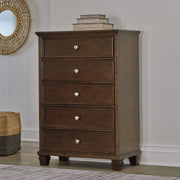 Danabrin - Brown - Five Drawer Chest - JaxCo Furniture