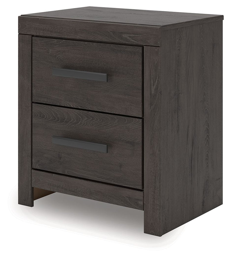 Prendonea - Charcoal - Two Drawer Night Stand - JaxCo Furniture
