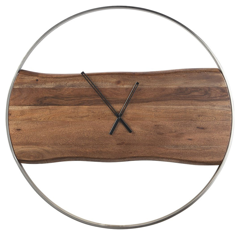Panchali - Brown / Silver Finish - Wall Clock - JaxCo Furniture