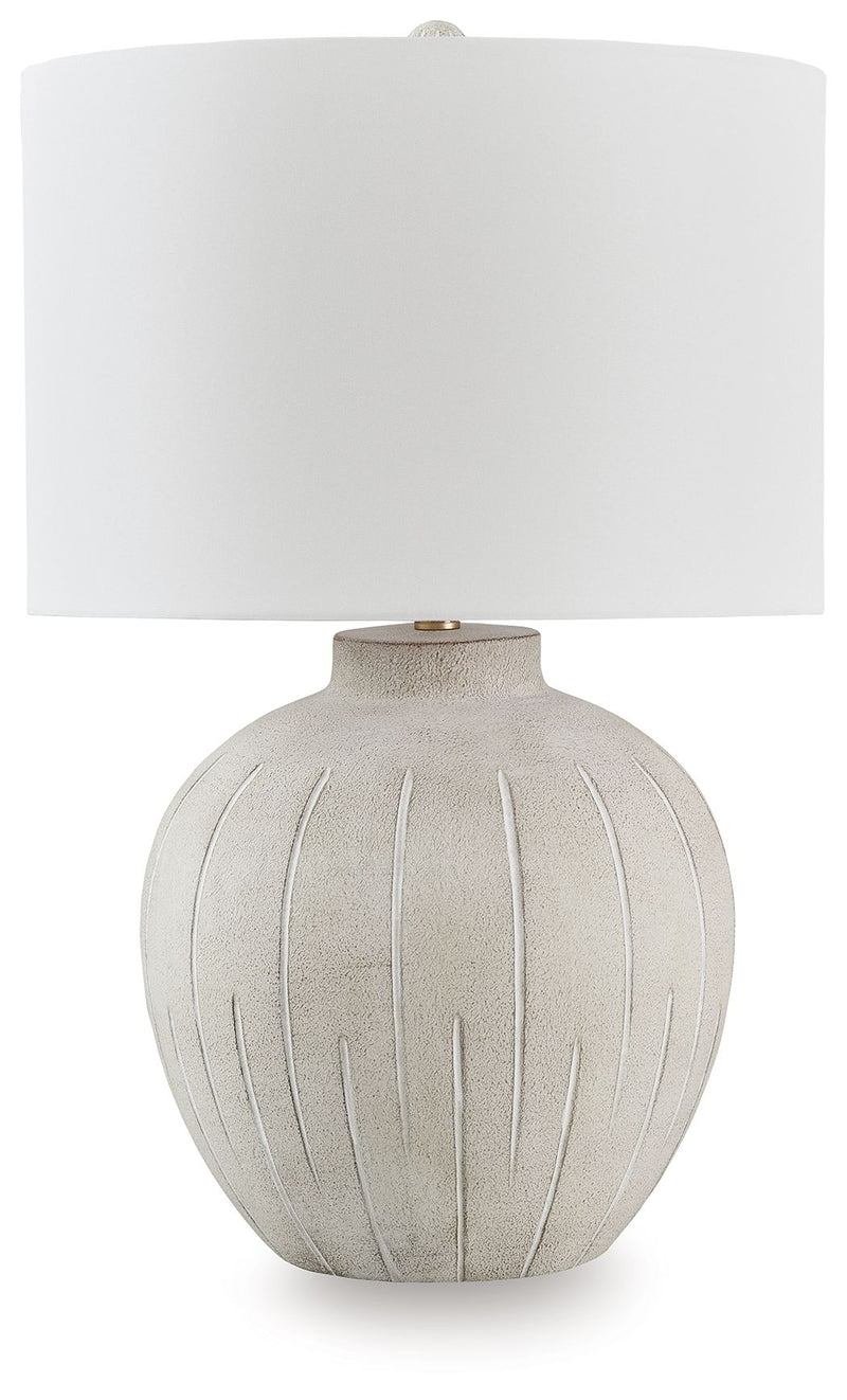 Calbert - Warm Gray - Poly Table Lamp - JaxCo Furniture