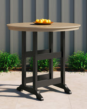 Fairen Trail - Black / Driftwood - Round Bar Table w/Umb OPT - JaxCo Furniture