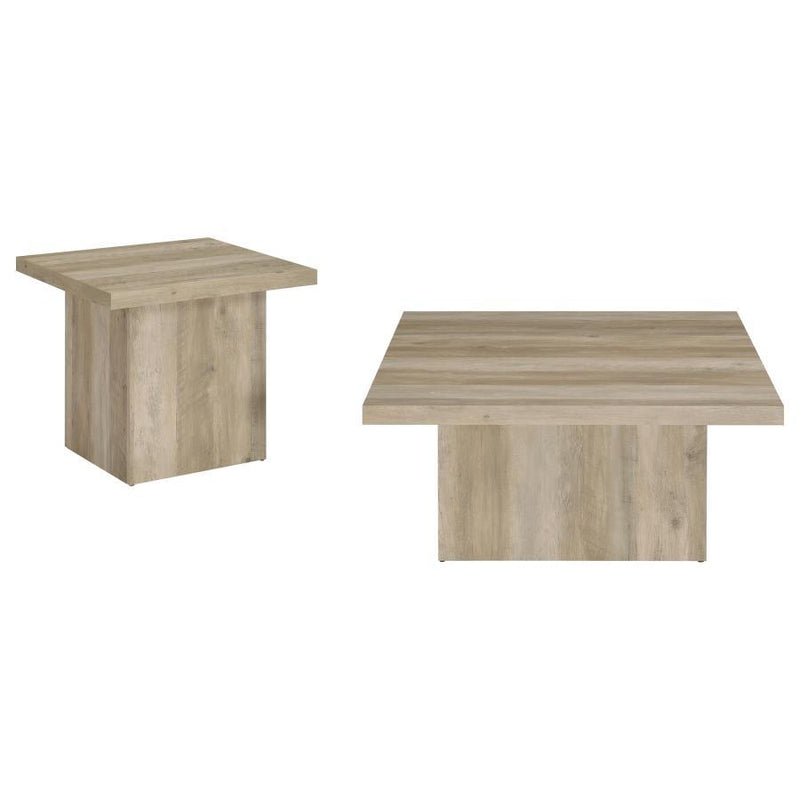 Devar - Square Coffee End Table Set - Distressed Pine - JaxCo Furniture
