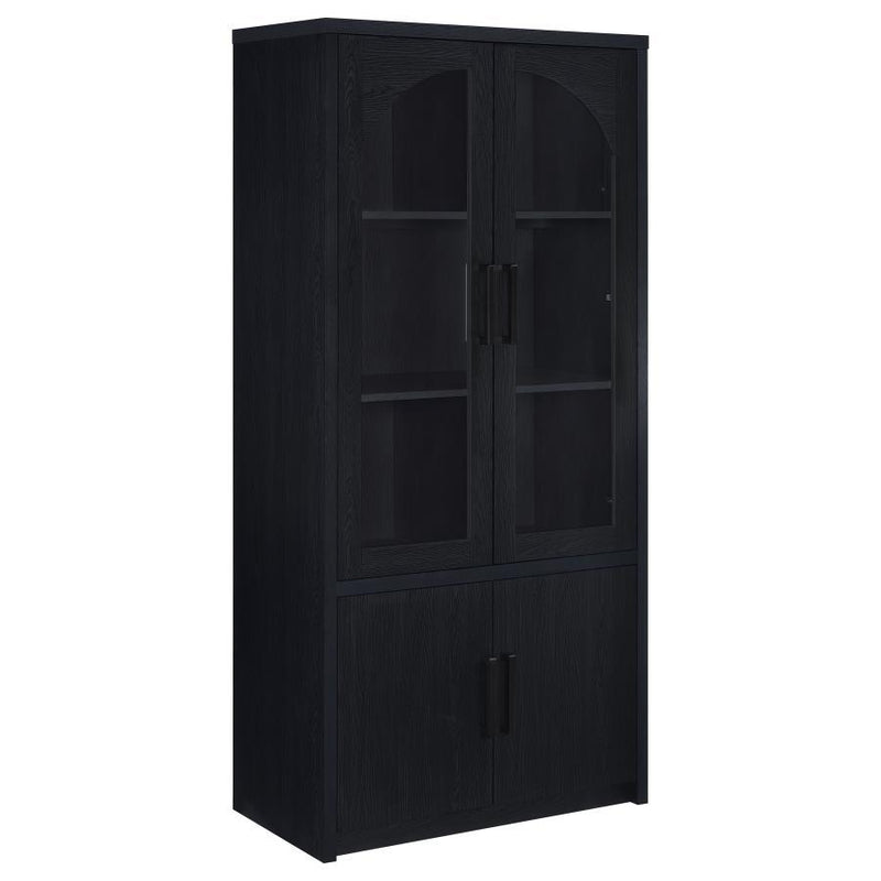 Riva - 4-Door Tall Accent Display Cabinet LED Lighting - Black - JaxCo Furniture