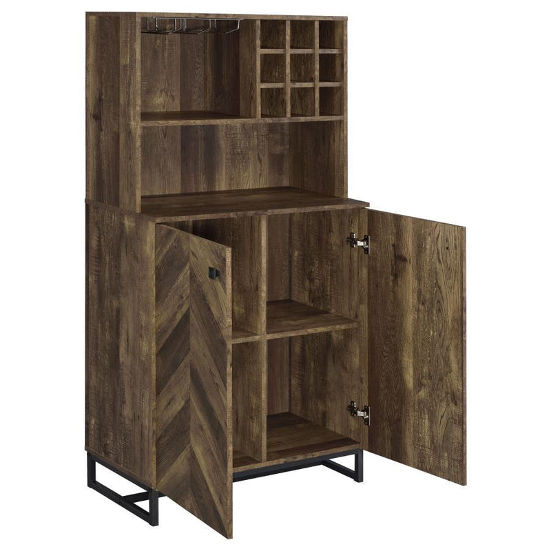 Mendoza - 2 Door Home Bar Cabinet Wine Storage - Rustic Oak - JaxCo Furniture