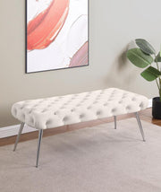 Ella - Upholstered Tufted Bench Metal Legs - JaxCo Furniture
