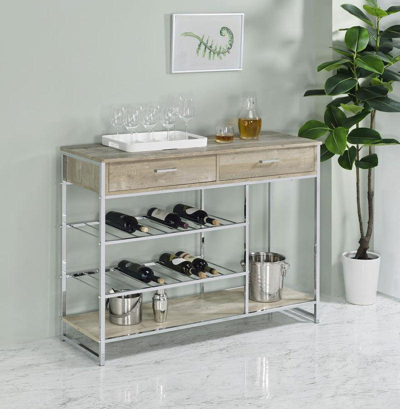 Melrose - 2-Drawer Home Bar Storage With Wine Rack Gray - Gray - JaxCo Furniture
