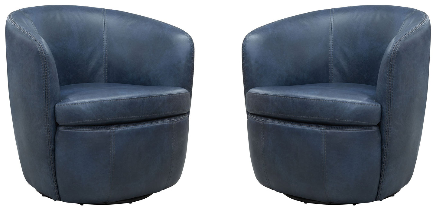 Barolo - 100% Italian Leather Swivel Club Chair (Set of 2)