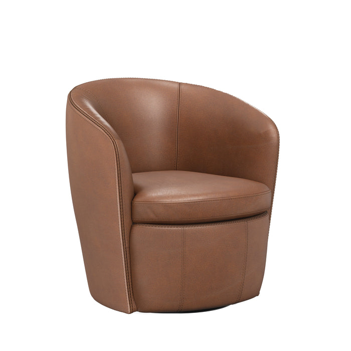 Barolo - 100% Italian Leather Swivel Club Chair (Set of 2)