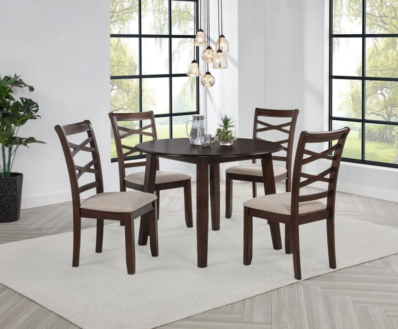 Barton - 5 Piece Round Wood Dining Table Set - Dark Brown - JaxCo Furniture