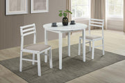 Bucknell - 3 Piece Round Drop Leaf Dining Table Set - White - JaxCo Furniture