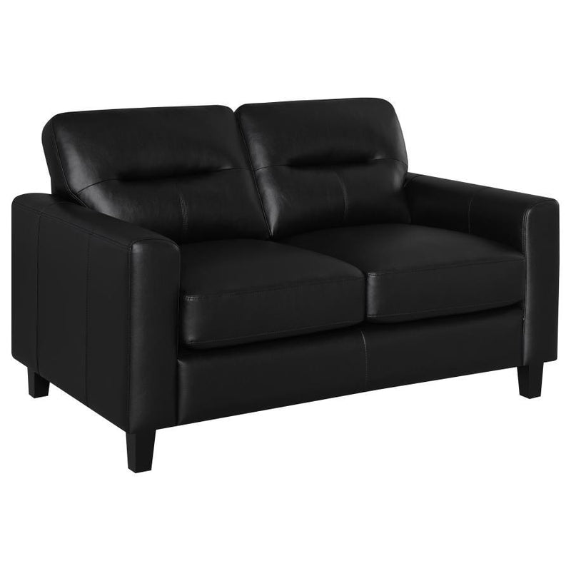 Scotland - Faux Leather Upholstered Track Arm Loveseat - JaxCo Furniture