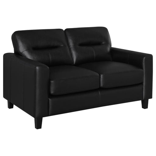 Scotland - Faux Leather Upholstered Track Arm Loveseat - JaxCo Furniture