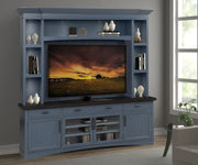 Americana Modern - TV Console with Hutch, Backpanel and LED Lights - JaxCo Furniture