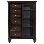 Andover - 6-Drawer Tempered Glass Door Chest - Dark Oak - JaxCo Furniture