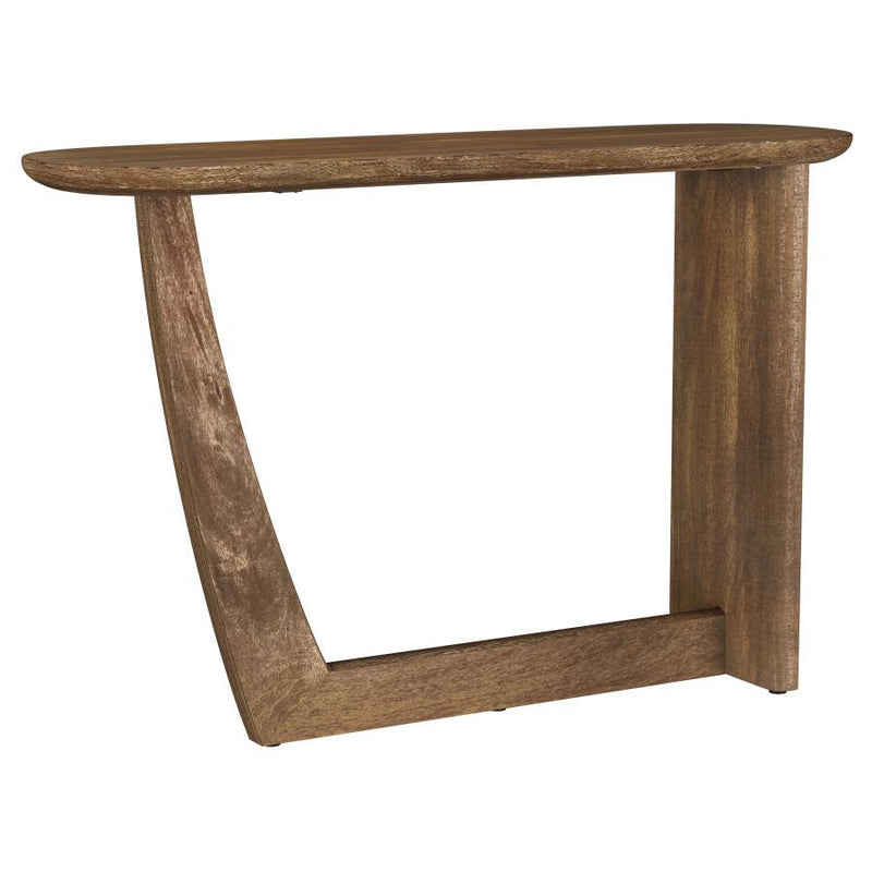 Fletcher - Oval Solid Mango Wood Entryway Console Table - Brown - JaxCo Furniture