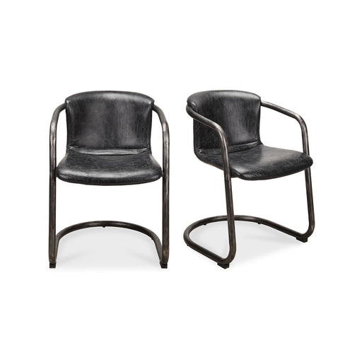 Freeman - Dining Chair Chair Leather (Set of 2) - Onyx Black - JaxCo Furniture