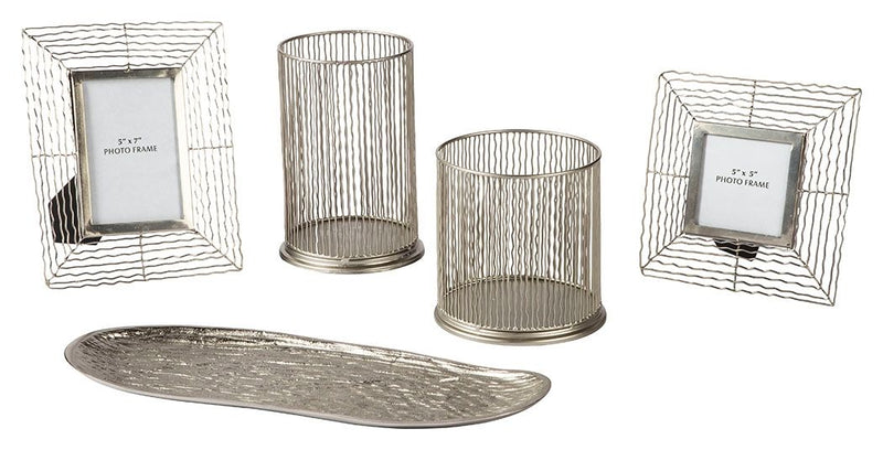 Dympna - Silver Finish - Accessory Set (Set of 5) - JaxCo Furniture