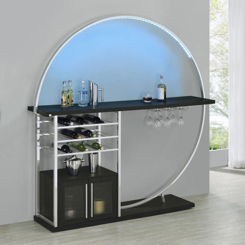Risley - 2-Door Circular LED Home Bar With Wine Storage - JaxCo Furniture