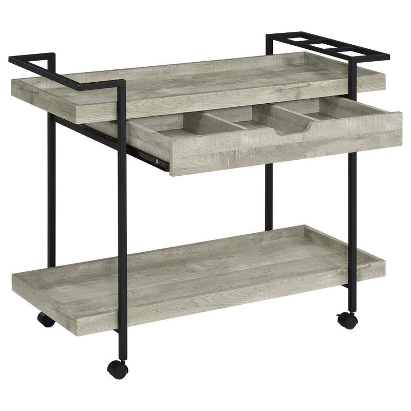 Ventura - 1-Drawer Engineered Wood Bar Cart - Gray Driftwood - JaxCo Furniture