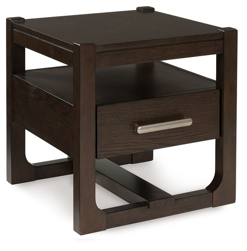 Breckington - Dark Brown - Square End Table - JaxCo Furniture