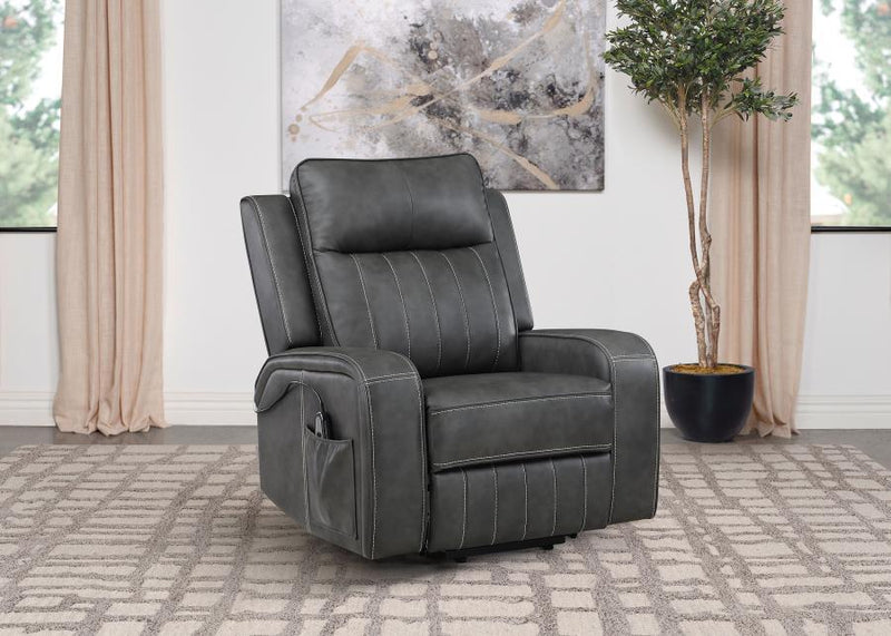 Raelynn - Upholstered Track Arm Recliner - JaxCo Furniture