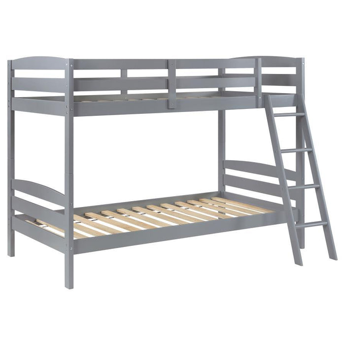 Rhea - Wood Twin Over Twin Bunk Bed - Gray - JaxCo Furniture