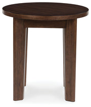 Korestone 2 - Dark Brown - Round End Table - JaxCo Furniture