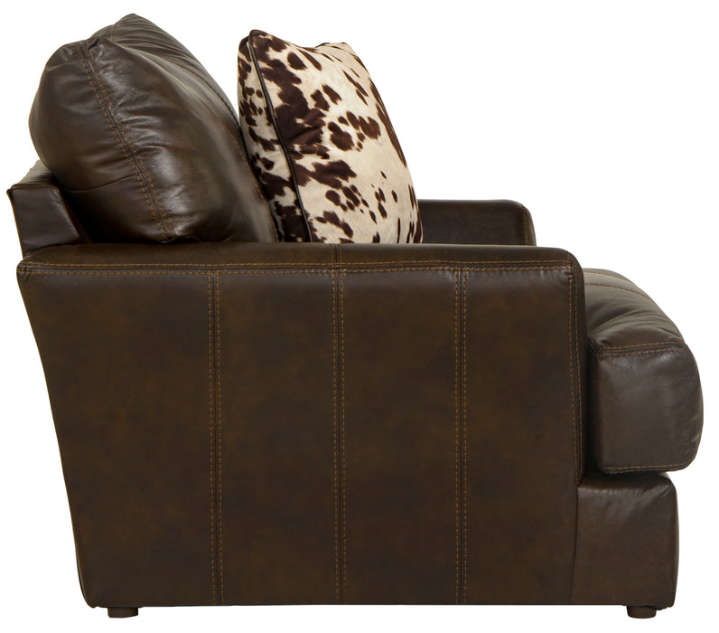 Pavia - Top Grain Italian Leather Chair With Cuddler Cushions - Cocoa - JaxCo Furniture