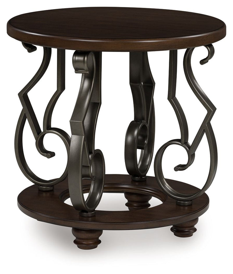 Frallyn - Dark Brown - Round End Table - JaxCo Furniture