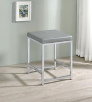 Umbridge - Upholstered Square Padded Cushion Vanity Stool - Light Gray - JaxCo Furniture