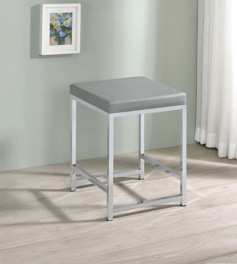 Umbridge - Upholstered Square Padded Cushion Vanity Stool - Light Gray - JaxCo Furniture