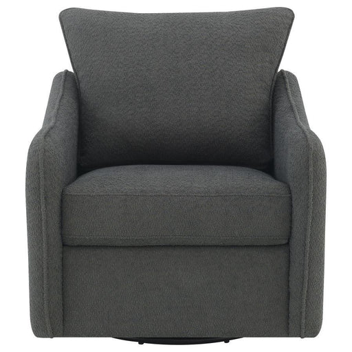 Madia - Upholstered Sloped Arm Swivel Glider Chair - Charcoal - JaxCo Furniture