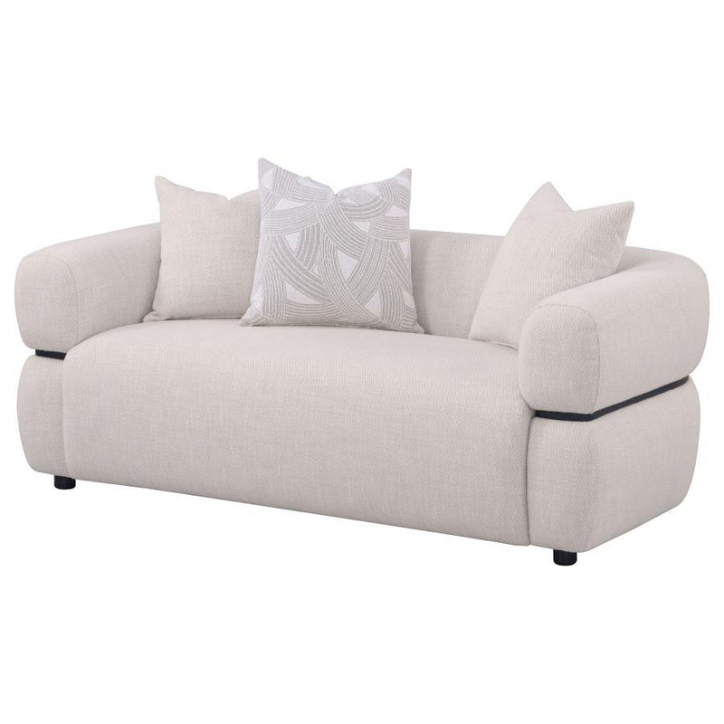 Jeanette - 73" Fabric Upholstered Round Arm Loveseat - Beige - JaxCo Furniture