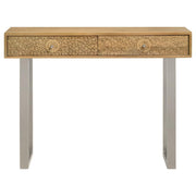Draco - 2-Drawer Console Table Hand Carved Details - Natural - JaxCo Furniture