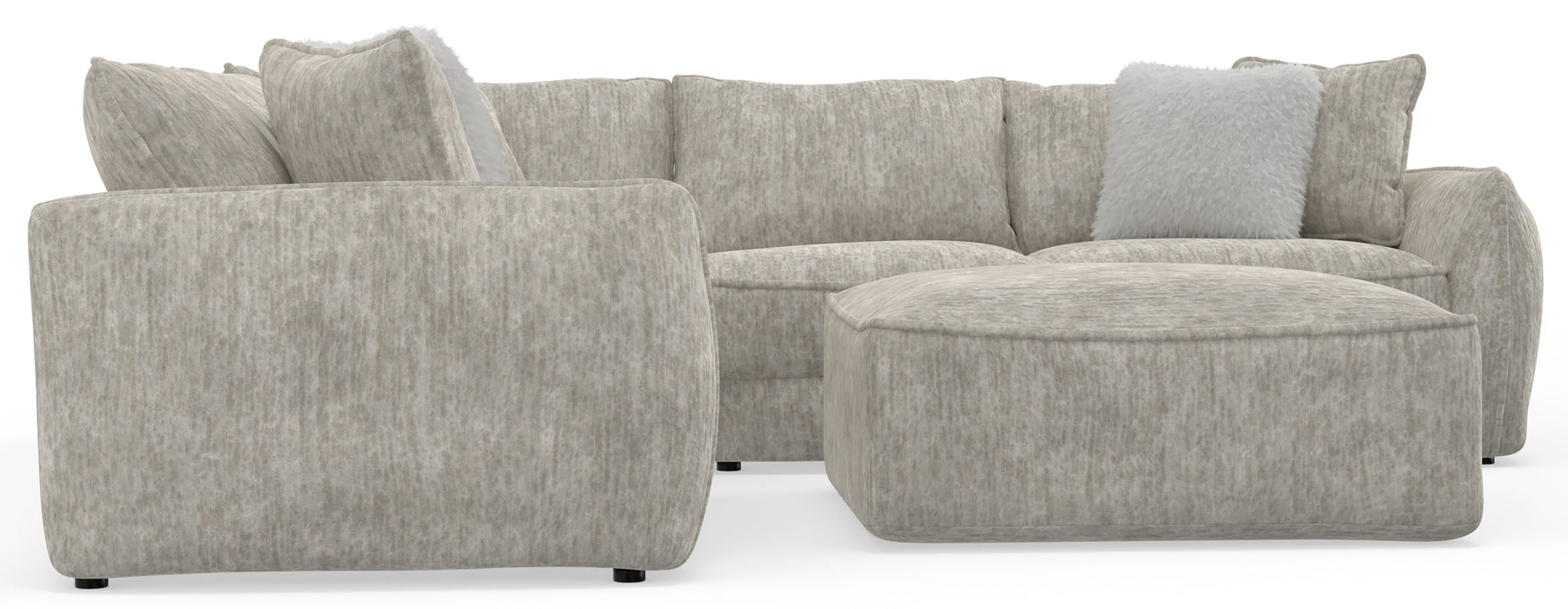 Bucktown - 3 Piece Sectional With Extra Thick Cuddler Seat Cushions And Cocktail Ottoman - Parchment - JaxCo Furniture