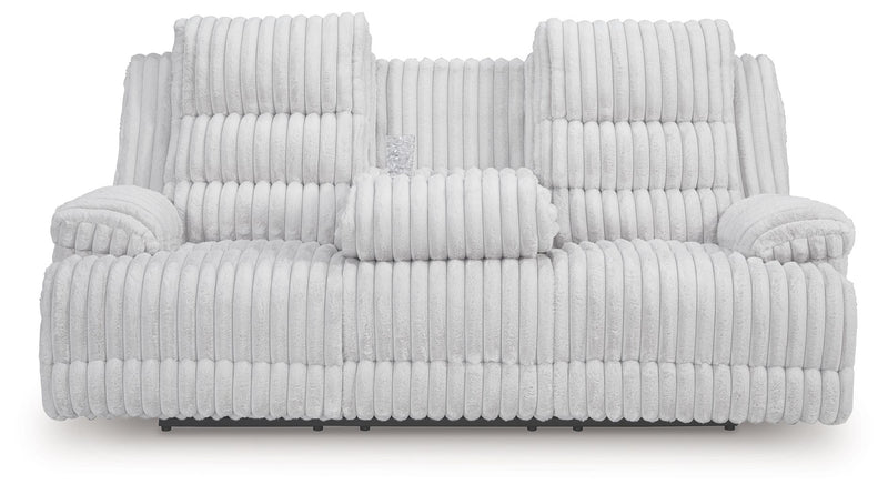 Rhines Falls - Alloy - Reclining Power Sofa With Drop Down Table - JaxCo Furniture
