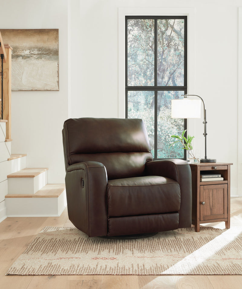Emberla - Coffee - Swivel Glider Recliner - JaxCo Furniture