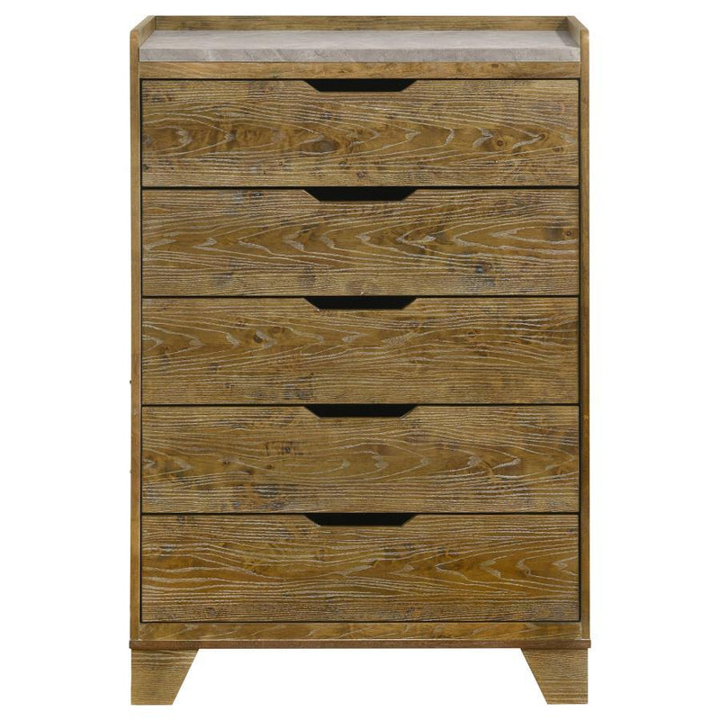Henderson - 5-Drawer Bedroom Chest Of Drawers - Medium Oak - JaxCo Furniture