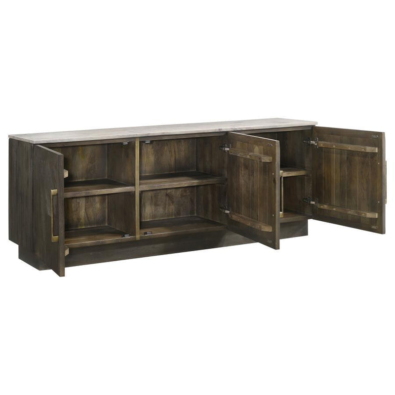 Dennis - 3 Door Marble Top Sideboard Buffet - Tobacco Gray - JaxCo Furniture