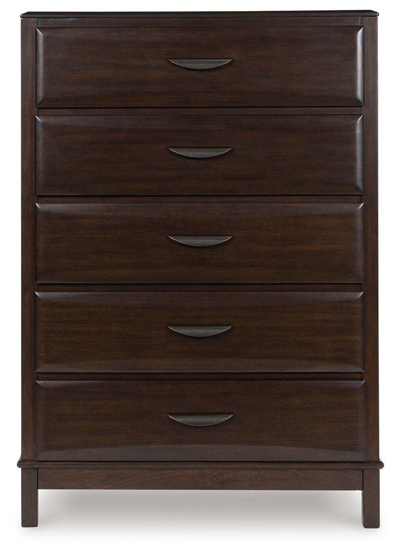 Vanmore - Dark Brown - Five Drawer Chest - JaxCo Furniture