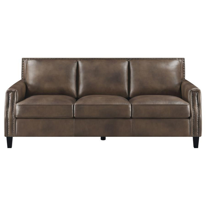 Leaton - Upholstered Recessed Arm Sofa - Brown Sugar - JaxCo Furniture