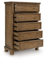 Feddinger - Medium Brown - Five Drawer Chest - JaxCo Furniture