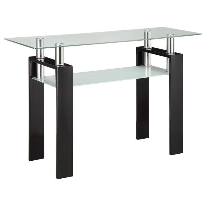 Dyer - Rectangular Glass Top Entryway Sofa Console Table - Black - JaxCo Furniture