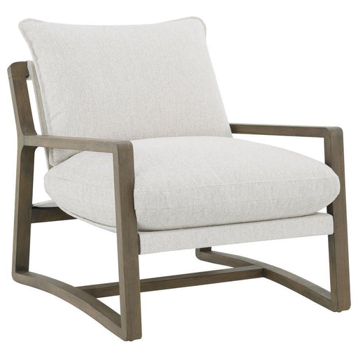 Geneva - Boucle Upholstered Wood Arm Accent Chair - Sand - JaxCo Furniture