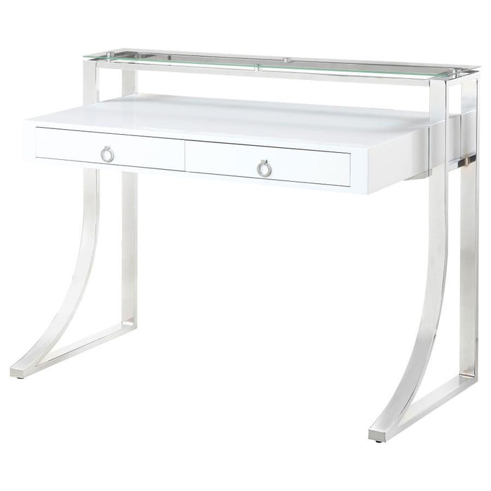 Gemma - 2-Drawer Writing Desk - White High Gloss - JaxCo Furniture