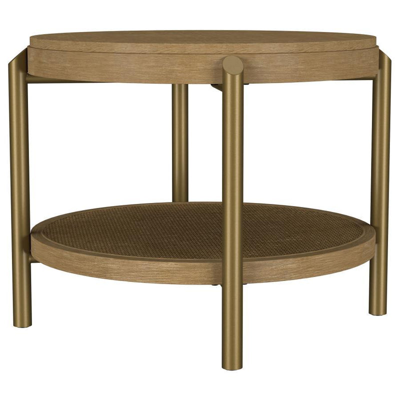 Arini - Round End Side Table With Storage Shelf - JaxCo Furniture