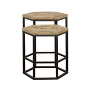 Adger - 2 Piece Hexagonal Nesting Tables - Natural And Black - JaxCo Furniture