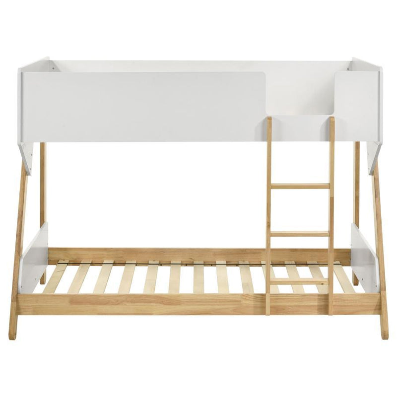 Wyatt - Wood Twin Over Twin Bunk Bed - White And Natural - JaxCo Furniture