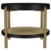 Arini - Round End Side Table With Storage Shelf - JaxCo Furniture