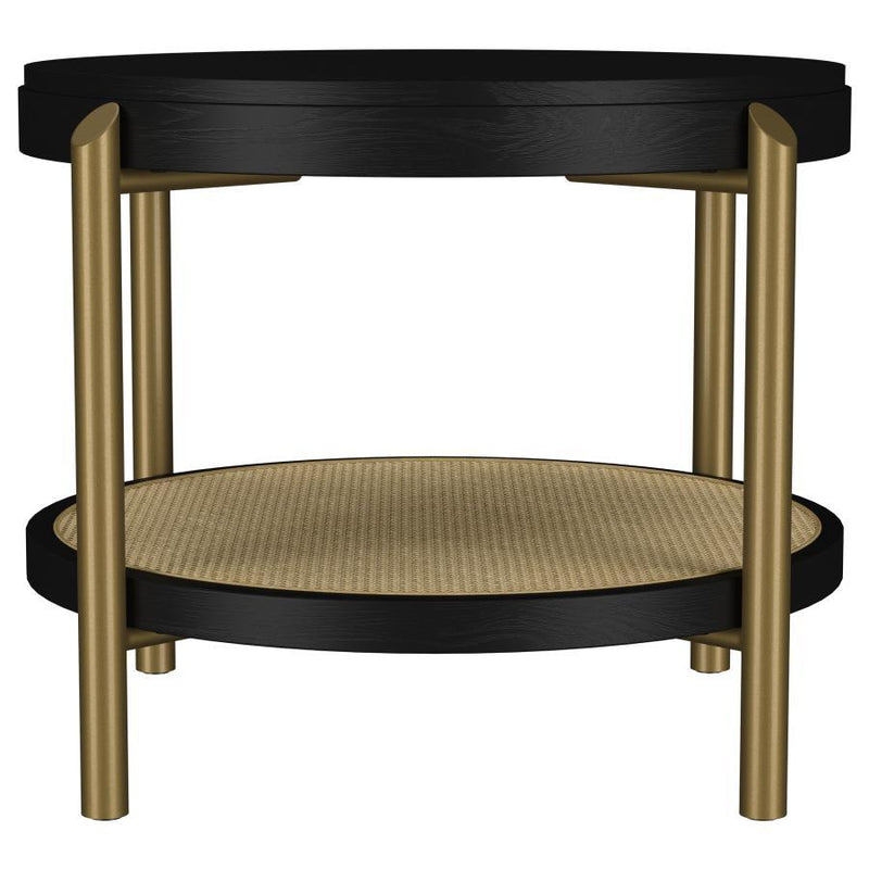 Arini - Round End Side Table With Storage Shelf - JaxCo Furniture